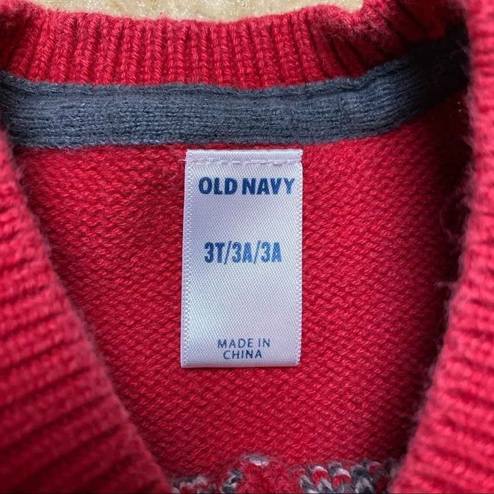 Old Navy Boys Red & Gray Argyle Knit Vest 3T
